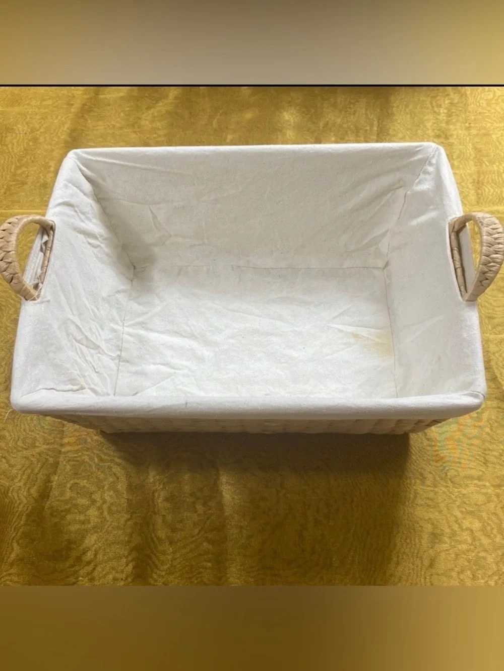 Neutral Cream Fabric Storage Bin Woven
